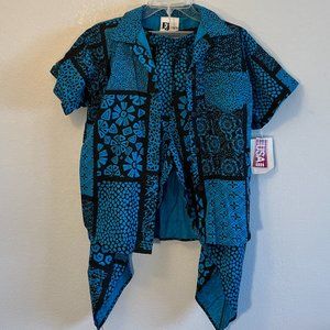 Ej Gitano Vintage NWT Girls size 14 cropped pant set bright blue floral abstract